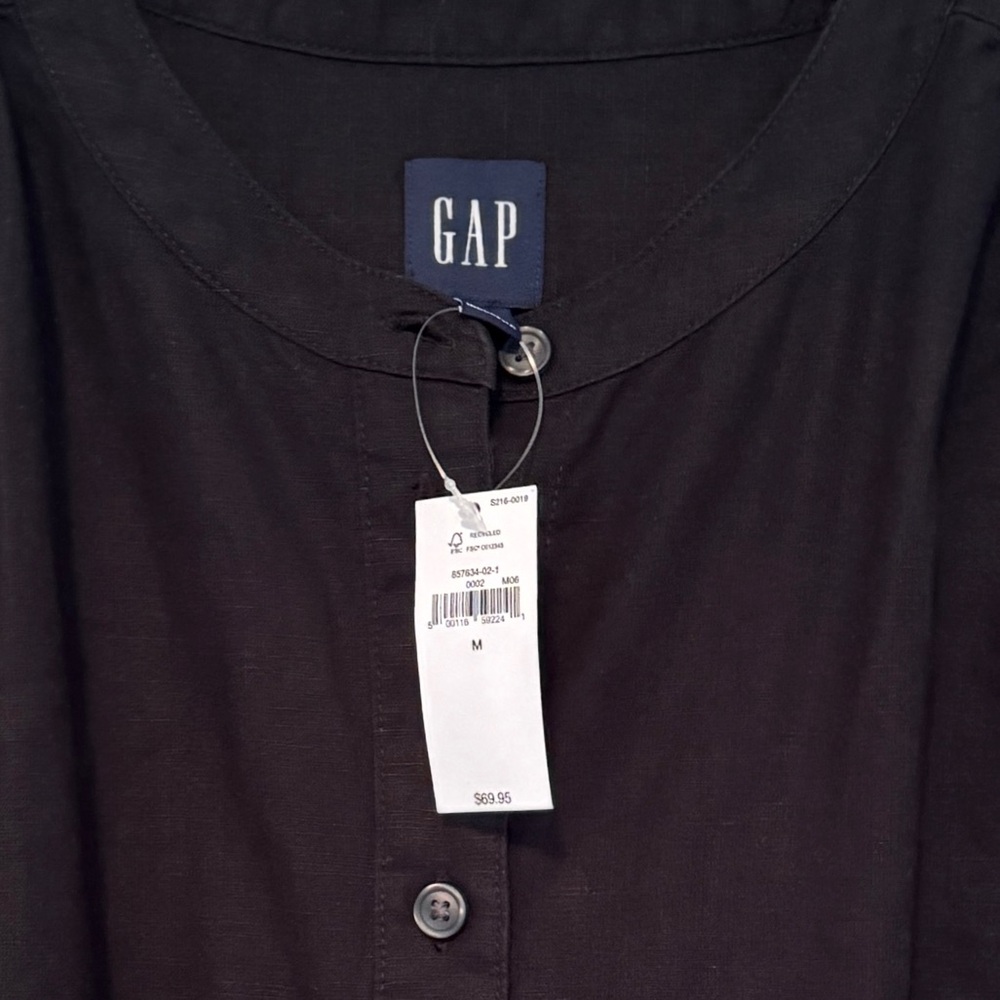 GAP Linen-Cotton Puff Sleeve Mini Shirt Dress - Picture 6 of 6